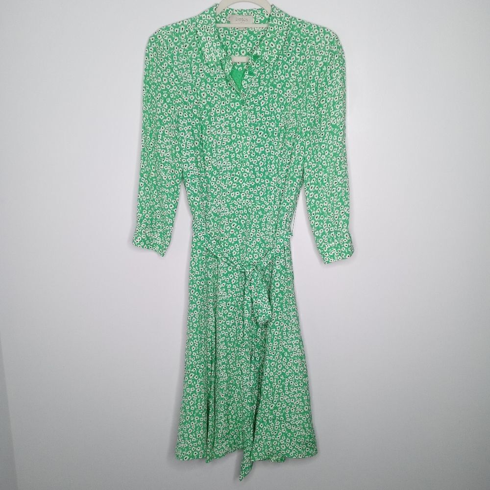 Hobbs London green floral midi dress